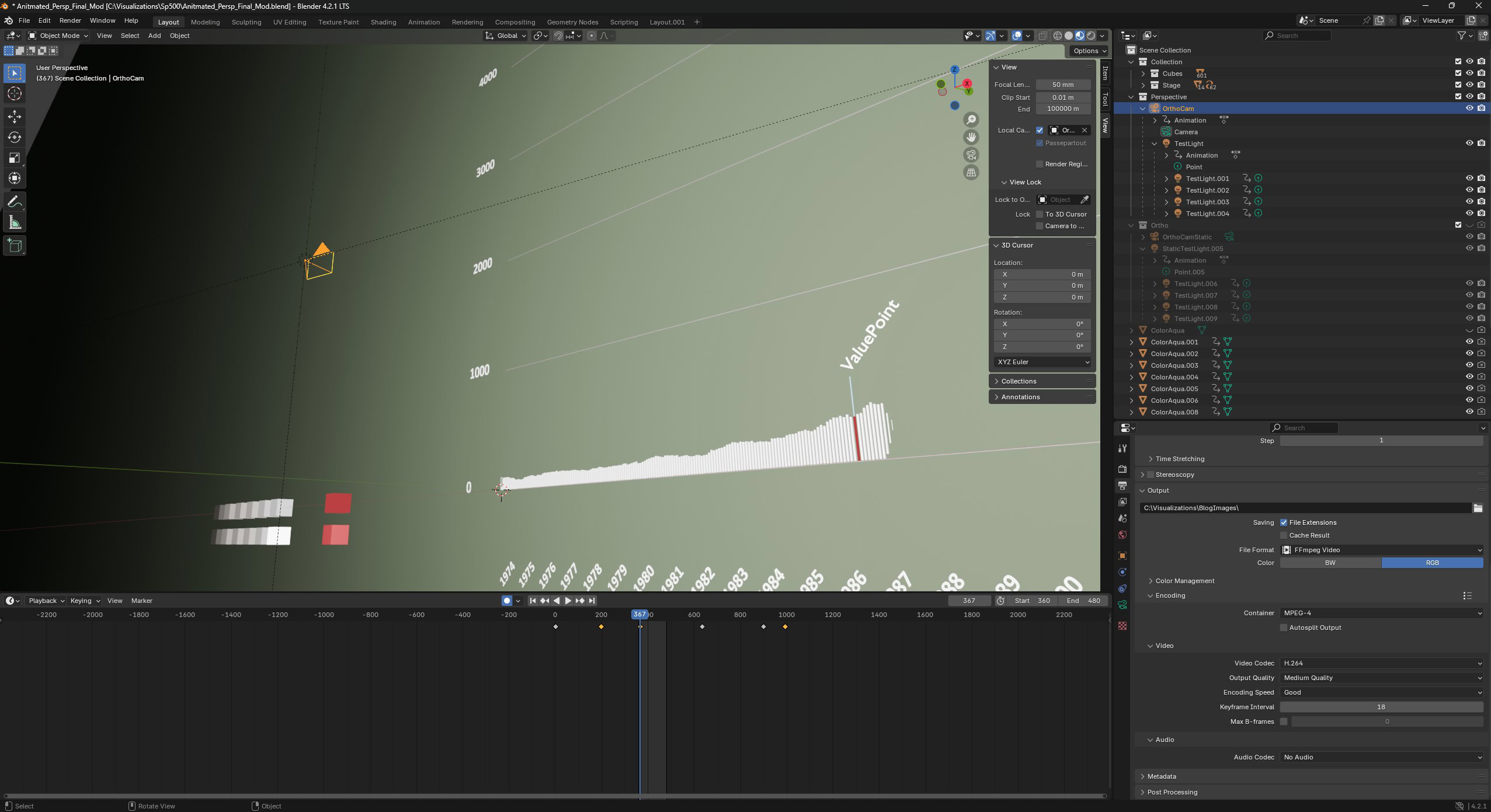 Blender interface adjusting camaras and lights